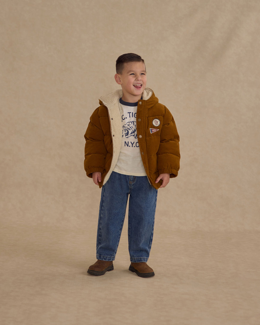 Rylee and Cru Golden Cord Puffer Jacket