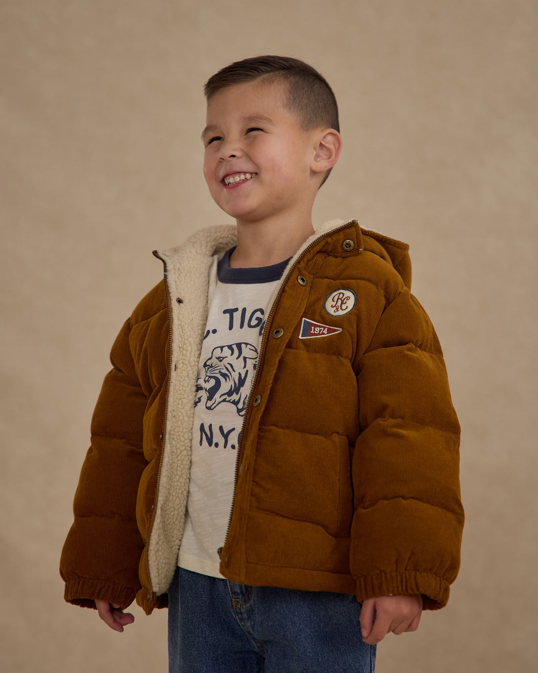 Rylee and Cru Golden Cord Puffer Jacket