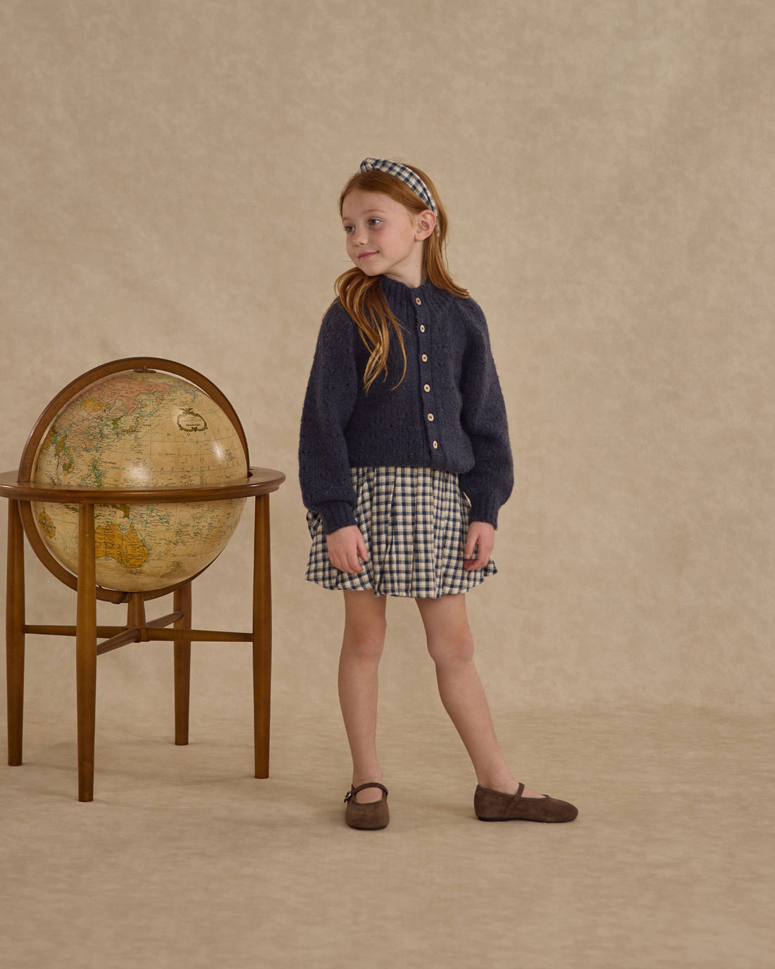 Rylee and Cru Navy Check Pleated Mini Skirt