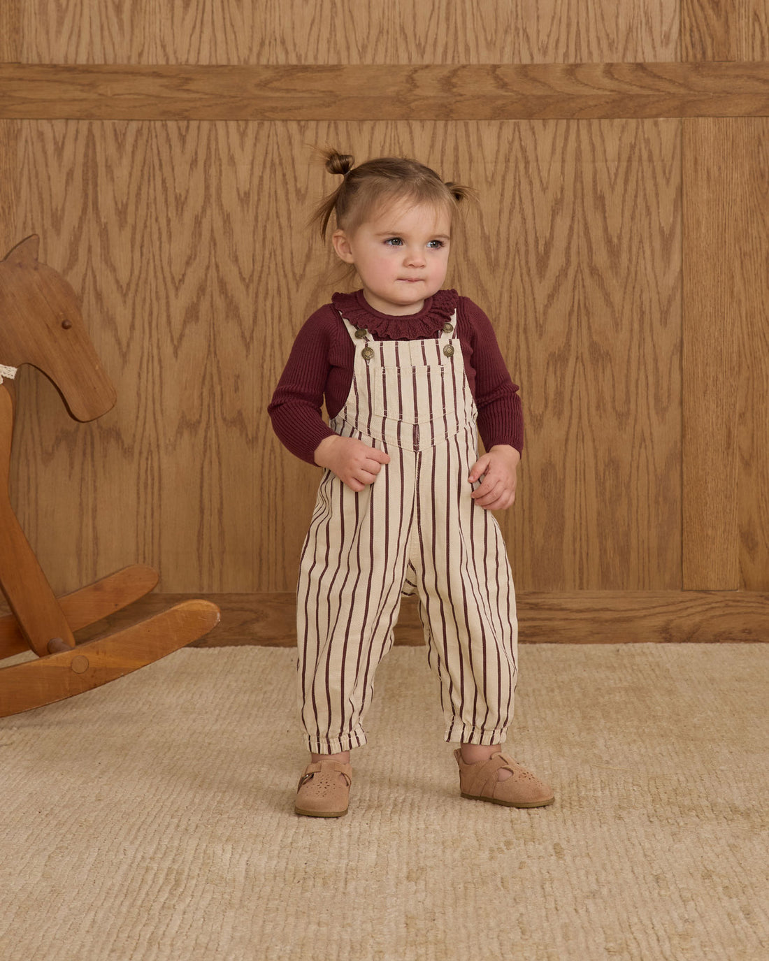 Rylee and Cru Burgundy Ruffle Collar Bodysuit