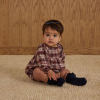 Rylee and Cru Burgundy Plaid Adelaide Romper