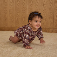 Rylee and Cru Burgundy Plaid Adelaide Romper