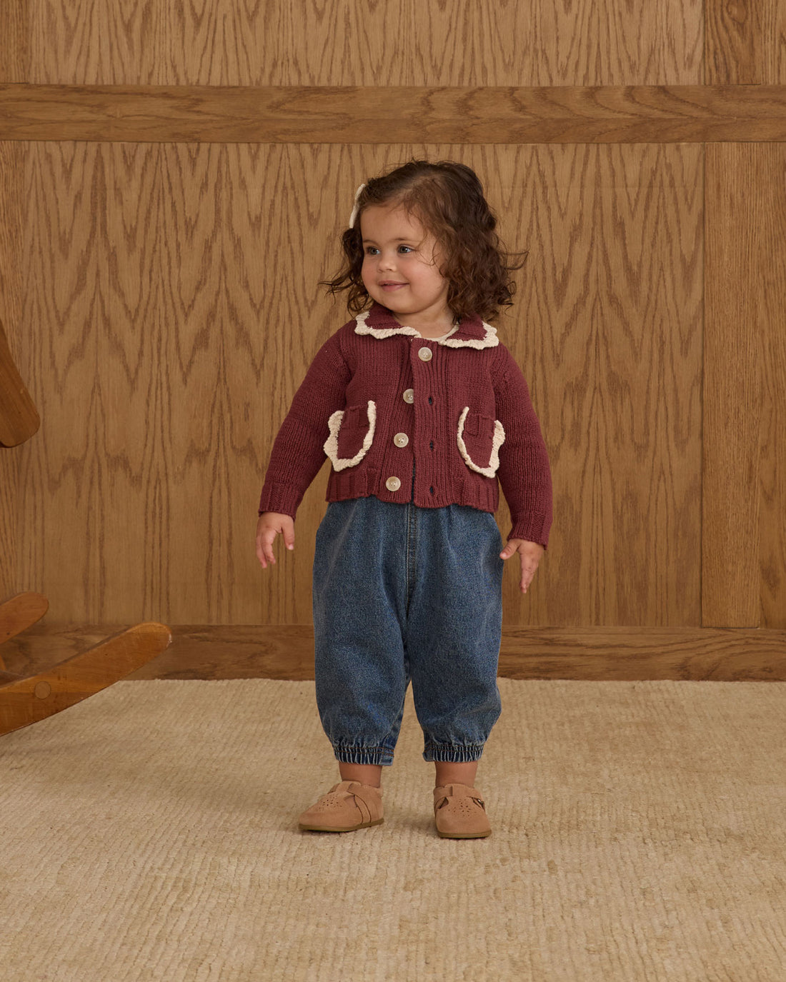 Rylee and Cru Burgundy Collared Cardigan