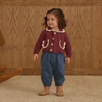 Rylee and Cru Burgundy Collared Cardigan