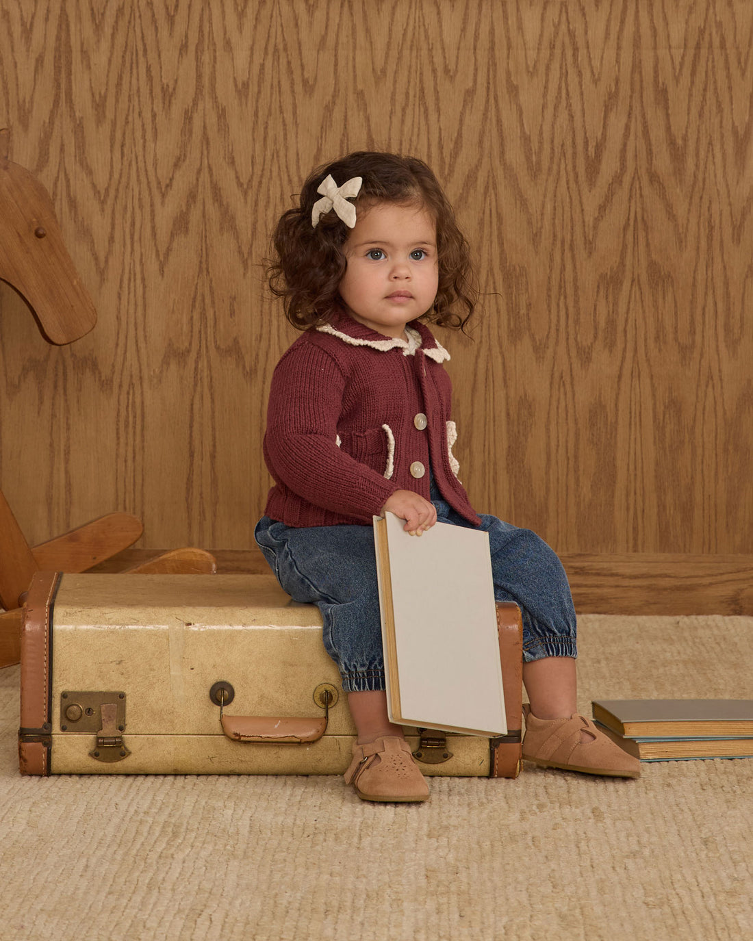 Rylee and Cru Burgundy Collared Cardigan