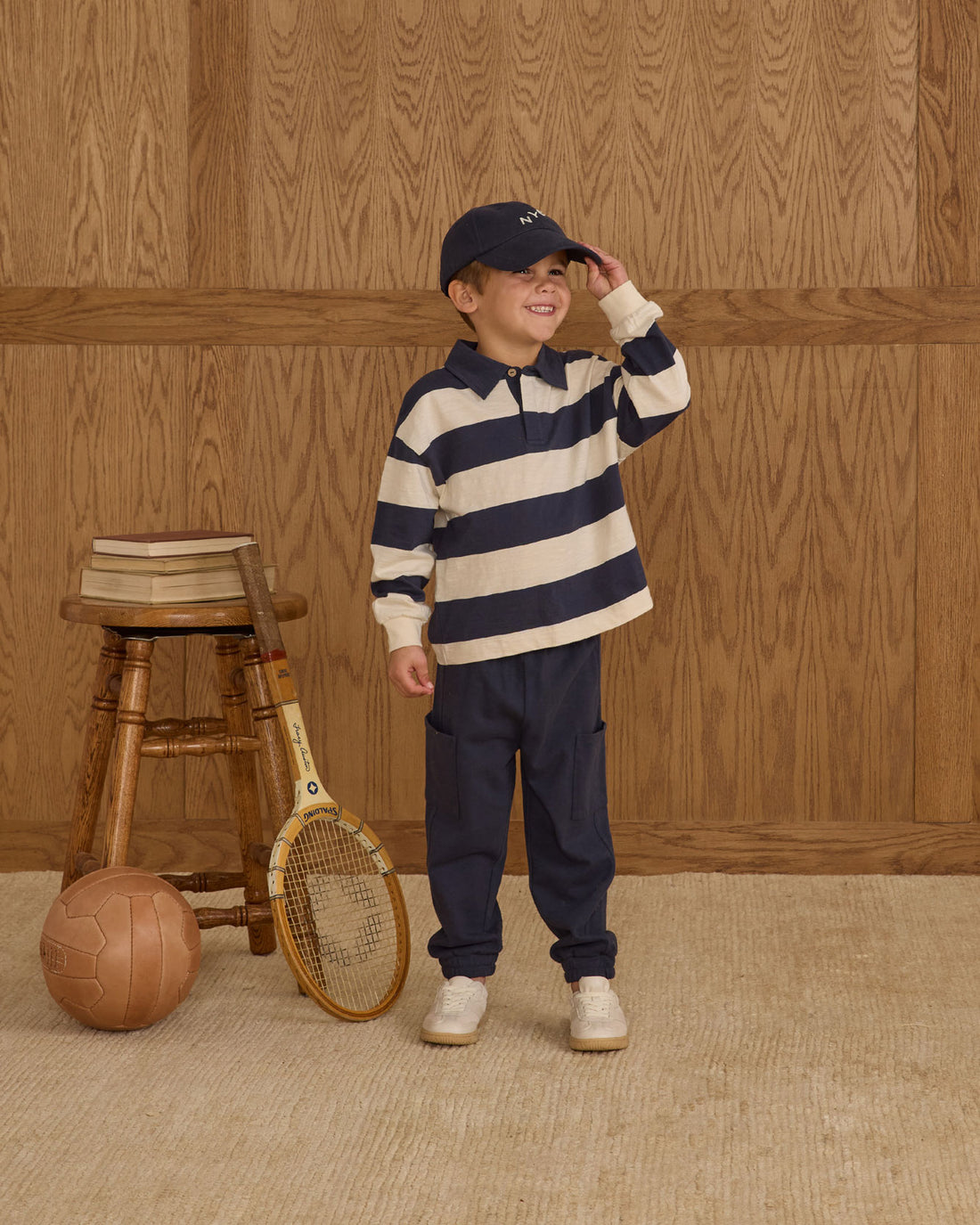 Rylee and Cru Navy Stripe Rugby Polo