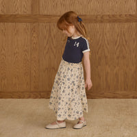 Rylee and Cru Blue Floral Ruffle Tiered Midi Skirt