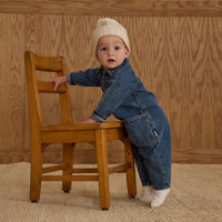 Rylee and Cru Indigo Denim Collared Baby Jumpsuit