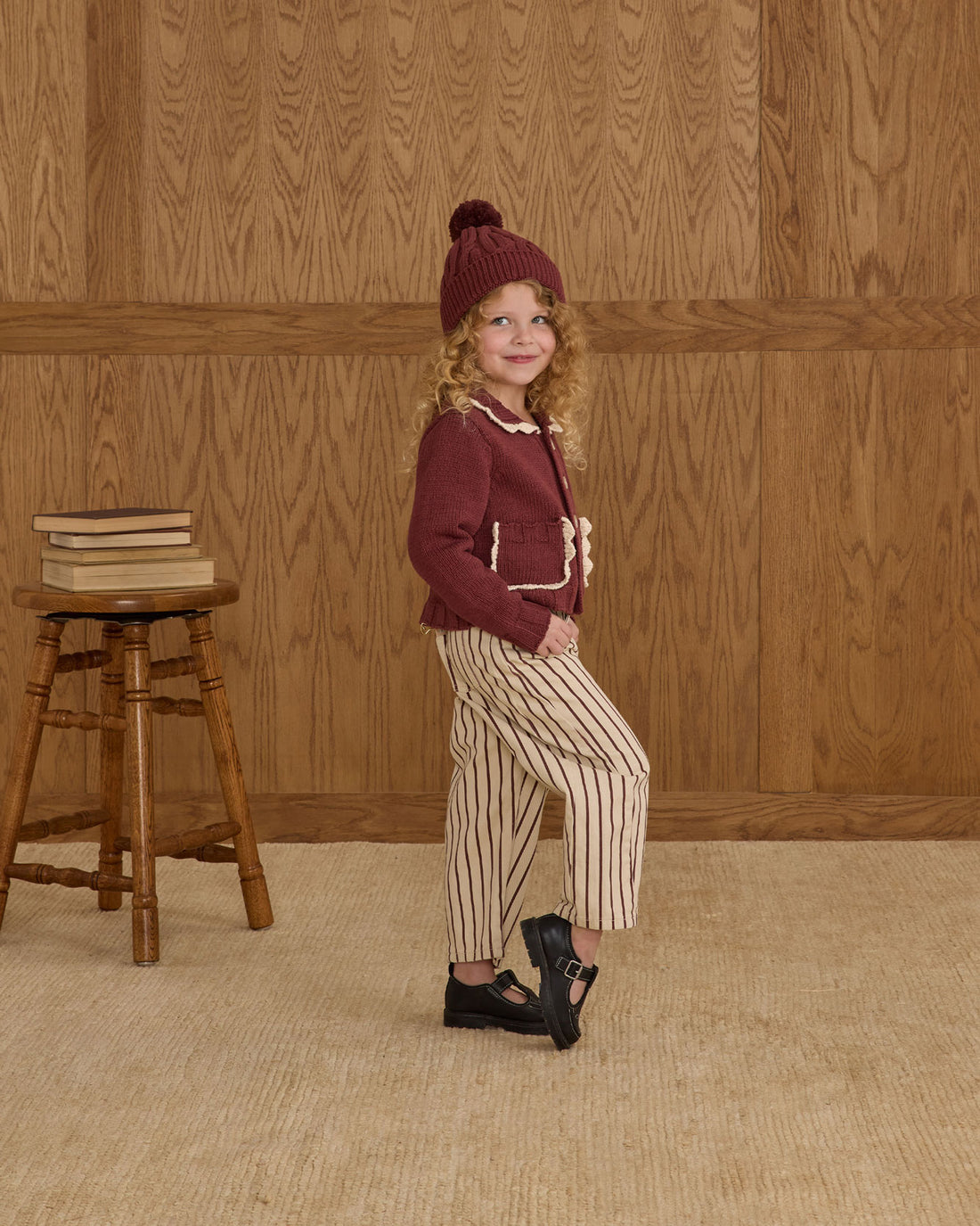 Rylee and Cru Burgundy Pinstripe Relaxed Cargo Pant