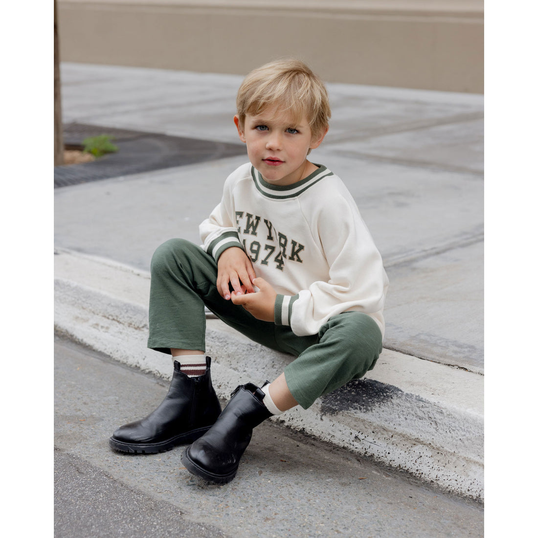 Rylee and Cru Natural New York  Raglan Sweatshirt