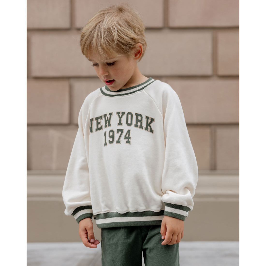 Rylee and Cru Natural New York  Raglan Sweatshirt