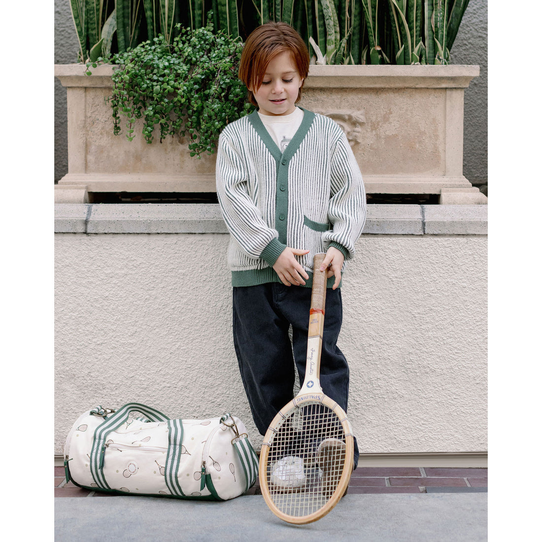 Rylee and Cru Green Stripe Haywood Cardigan