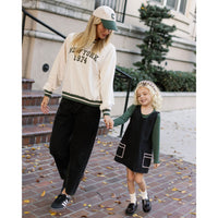 Rylee and Cru Washed Black V-Neck Overall Dress