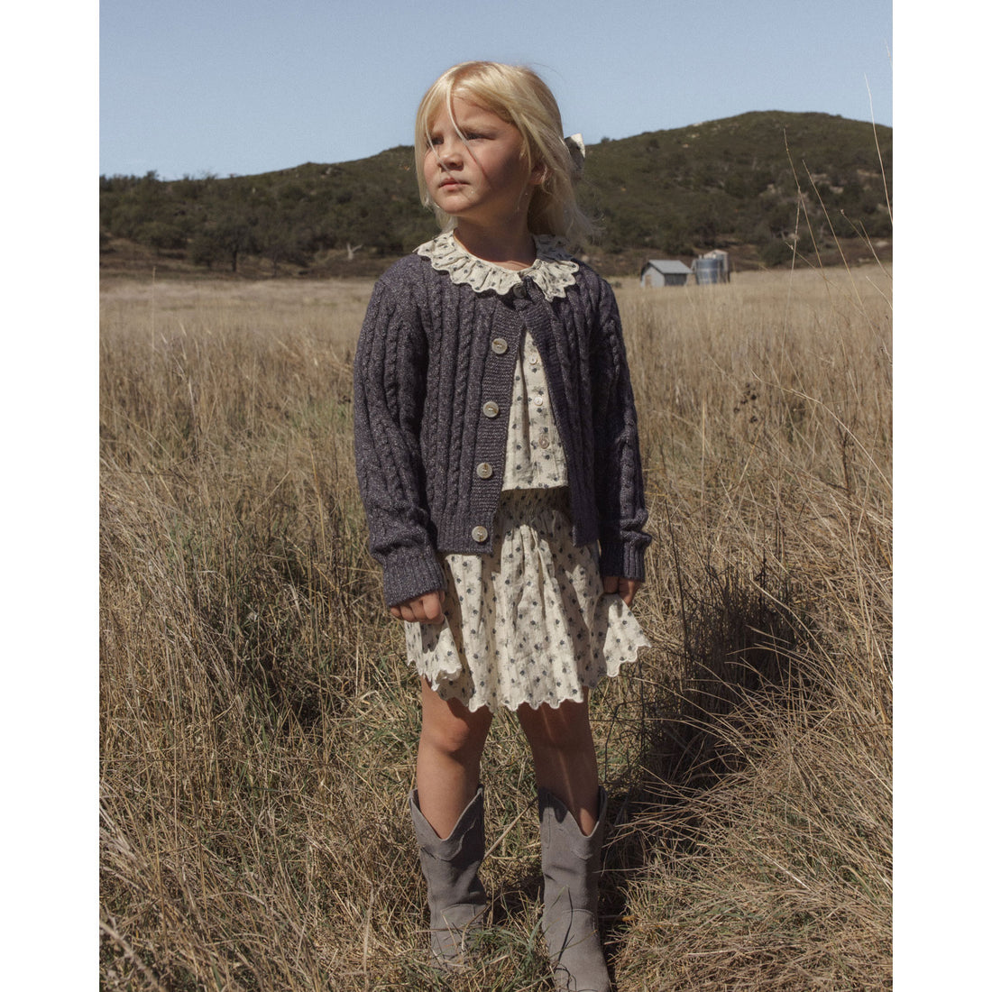 Rylee and Cru Natural Vintage Fleur Smocked V Mini Skirt