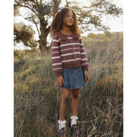 Rylee and Cru Rosewood Mulberry Stripe Fair Isle Cardigan