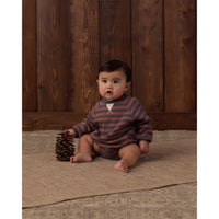 Rylee and Cru Midnight Mulberry Stripe Crew Neck Romper