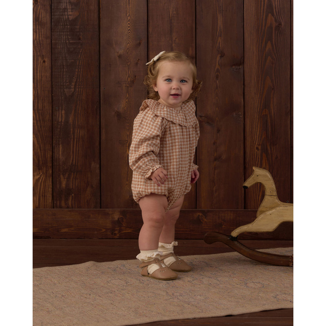 Rylee and Cru Fawn Gingham Colette Romper