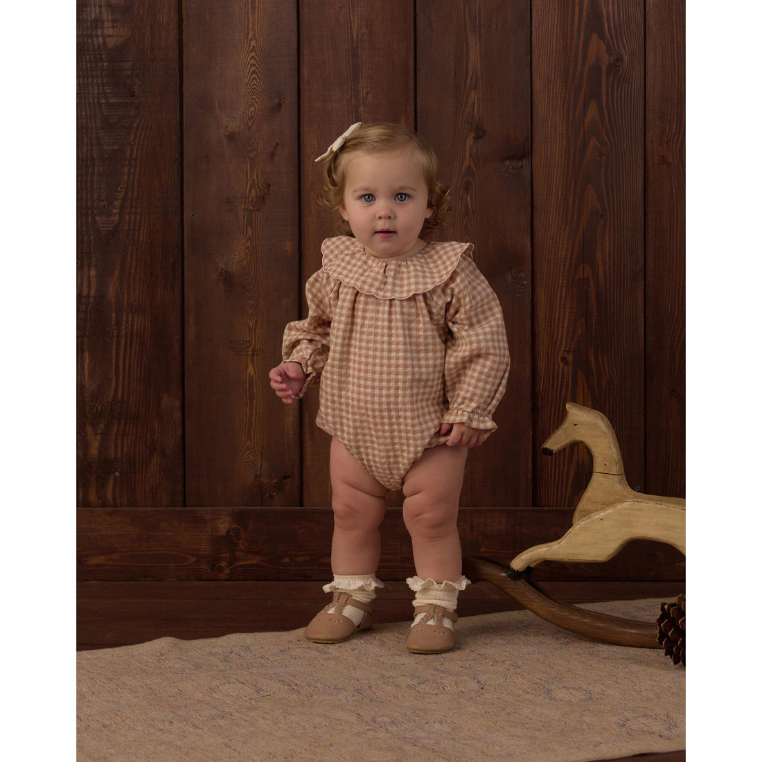 Rylee and Cru Fawn Gingham Colette Romper