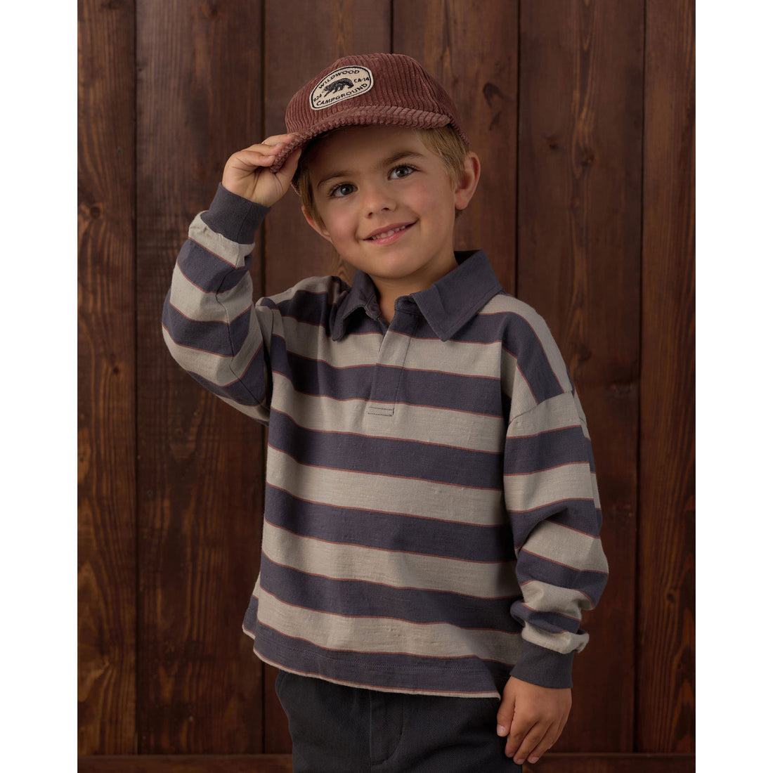Rylee and Cru Midnight Sage Stripe Rugby Polo