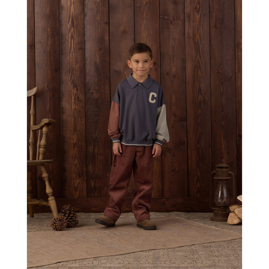 Rylee and Cru Midnight Color Block Collared Sweatshirt