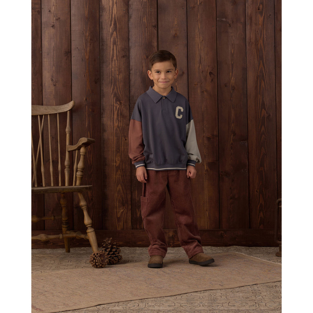 Rylee and Cru Midnight Color Block Collared Sweatshirt