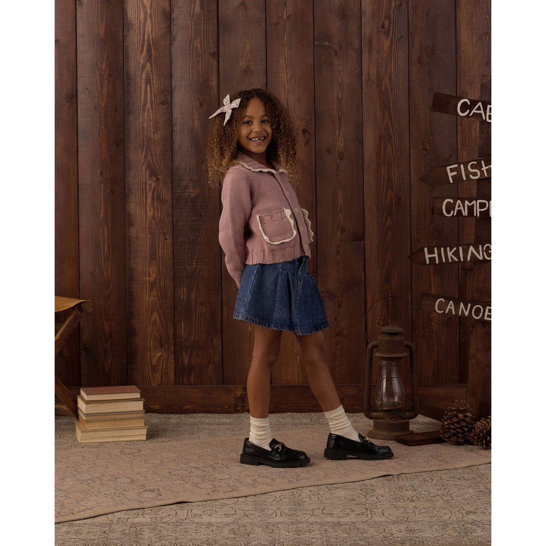 Rylee and Cru Rosewood Collared Cardigan