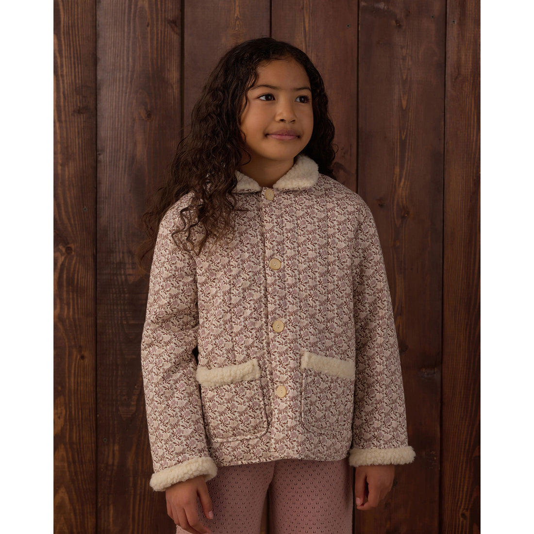 Rylee and Cru Natural Primrose Quilted Collared Coat