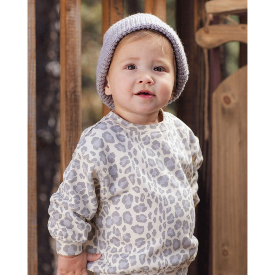 Rylee and Cru Natural Blue Leopard Oversized Sweatshirt