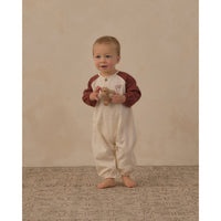 Rylee and Cru Natural Brick Color Block Henley Jumpsuit
