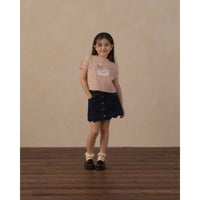 Rylee and Cru Dark-Indigo Scallop Mini Skirt