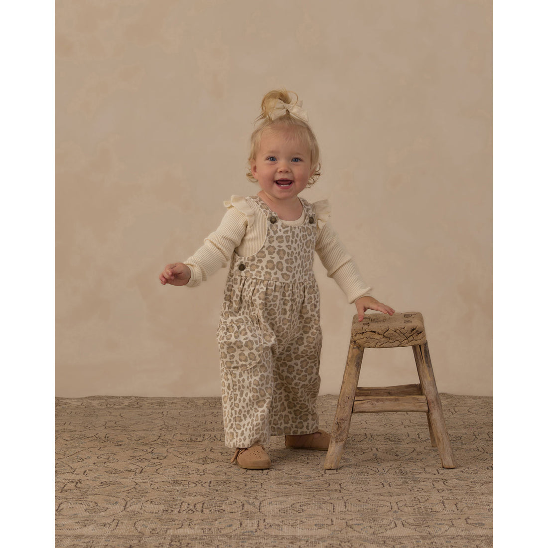 Rylee and Cru Natural Leopard Wide Leg Overall