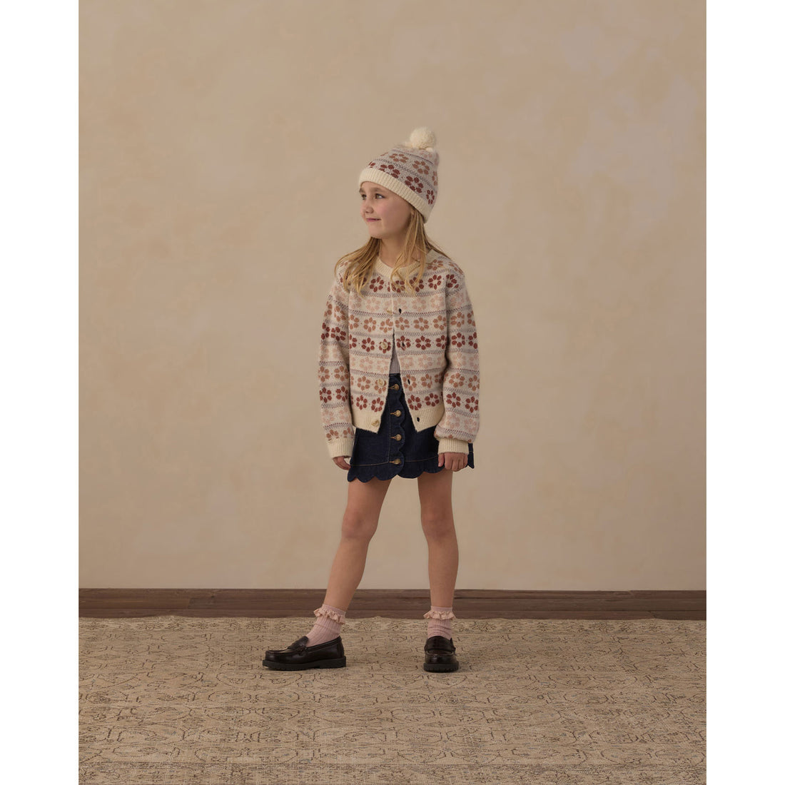 Rylee and Cru Natural Flower Fair Isle Cheyenne Cardigan