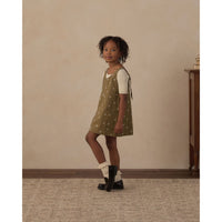 Rylee and Cru Olive Embroidered Daisies V-Neck Overall Dress