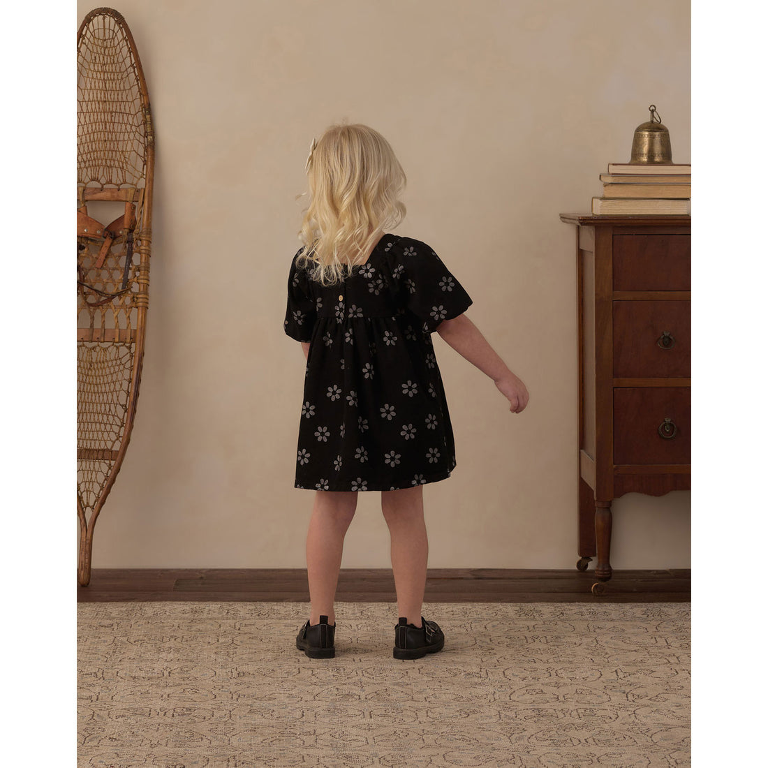 Rylee and Cru Black Daisy Gretta Babydoll Dress