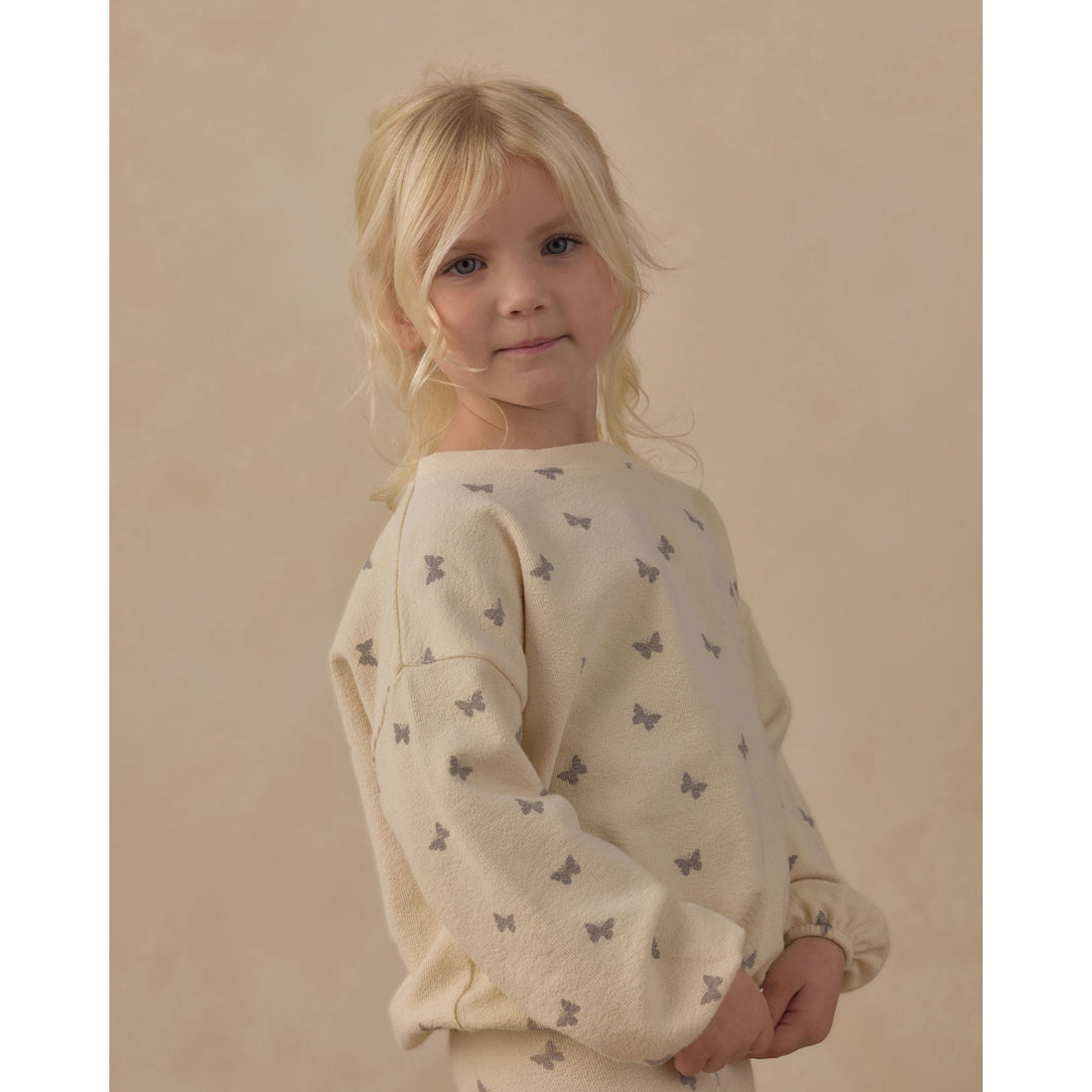 Rylee and Cru Natural Butterfly Ditsy Spongey Knit Set