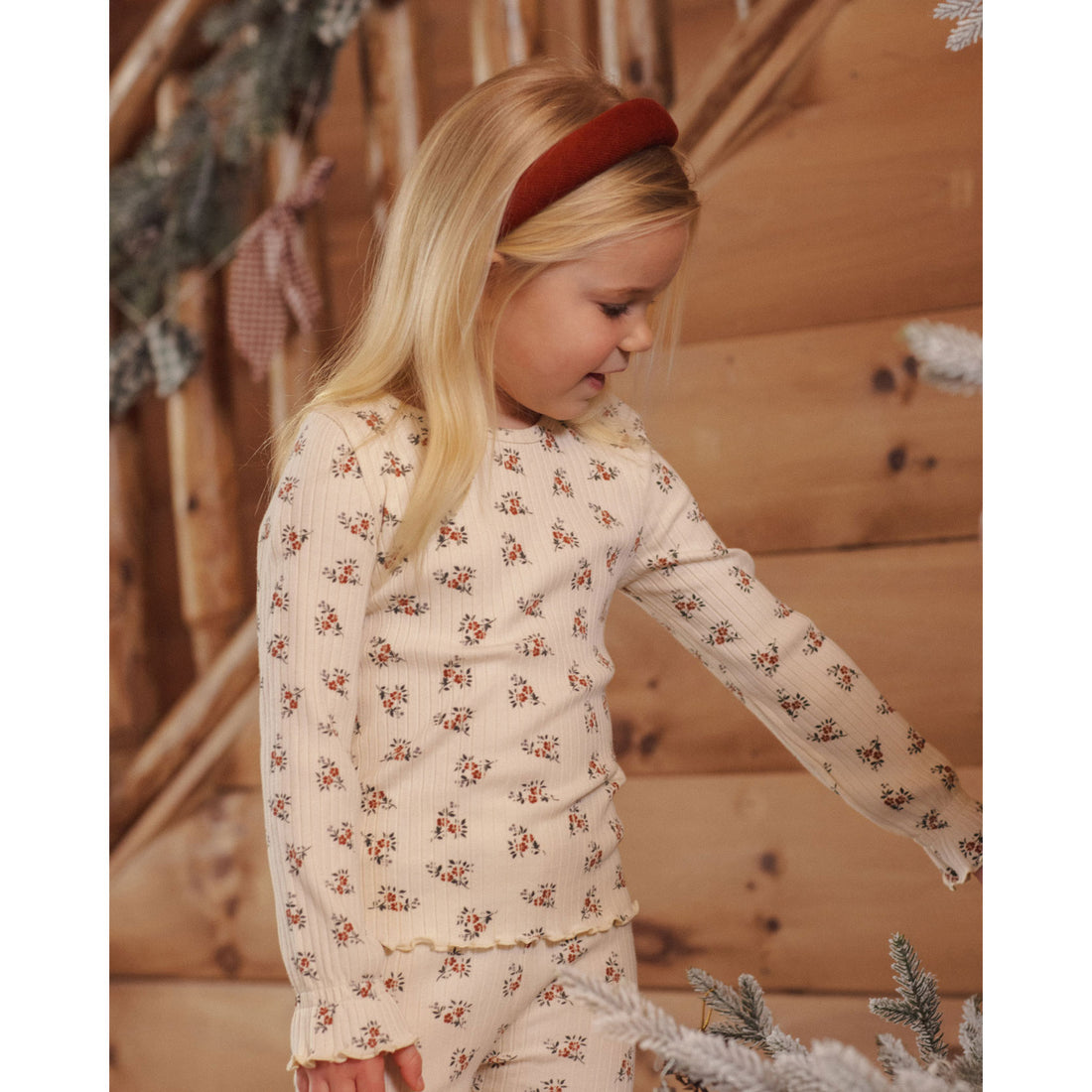 Rylee and Cru Natural Ruby Bloom Ribbed Top