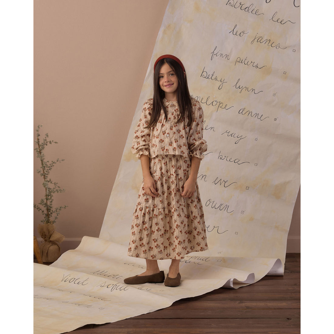 Rylee and Cru Antique Bouquet Tiered Midi Skirt