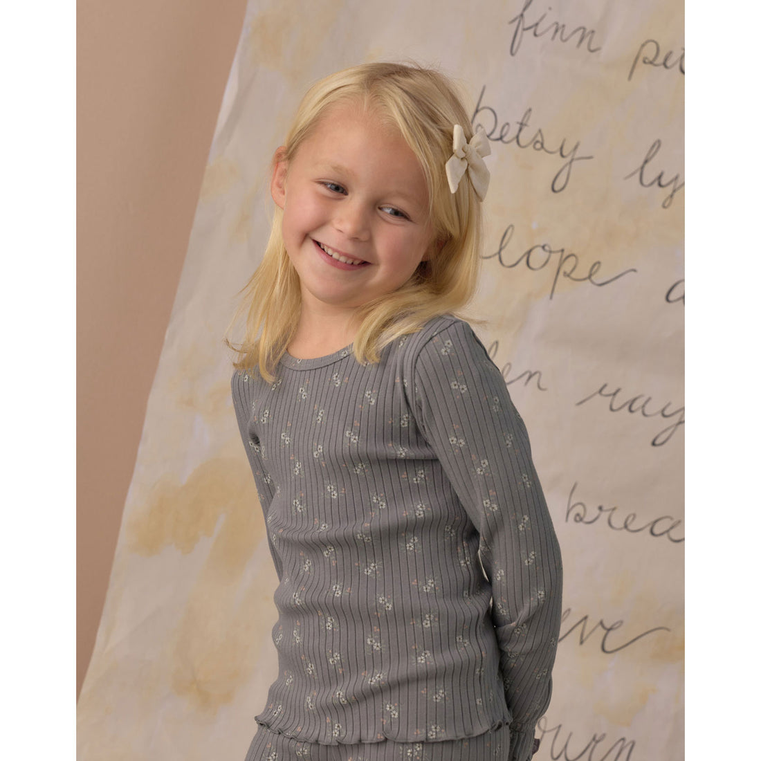 Rylee and Cru Slate Bloom Ribbed Long Sleeve Top