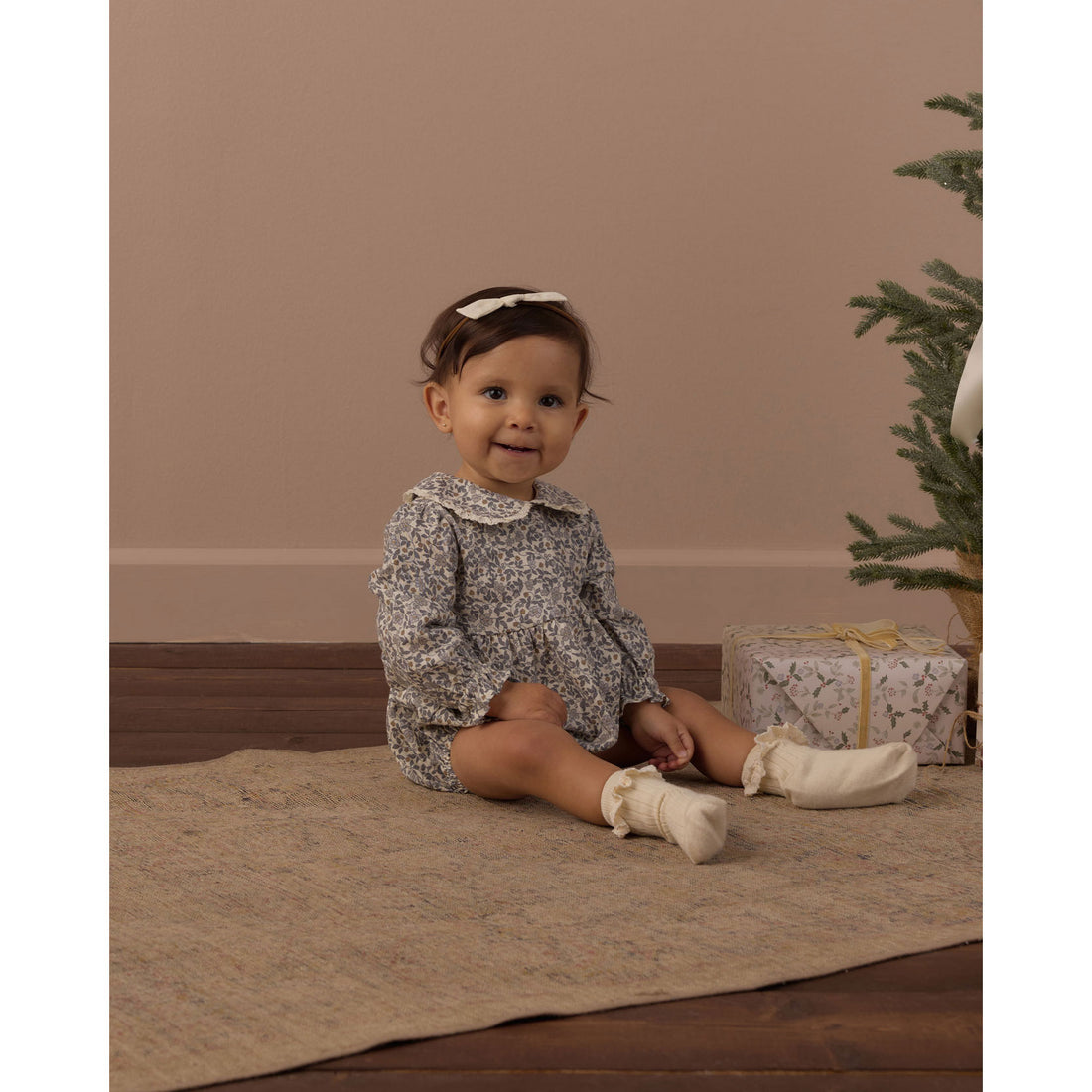 Rylee and Cru Ivory Slate Floral Cora Romper
