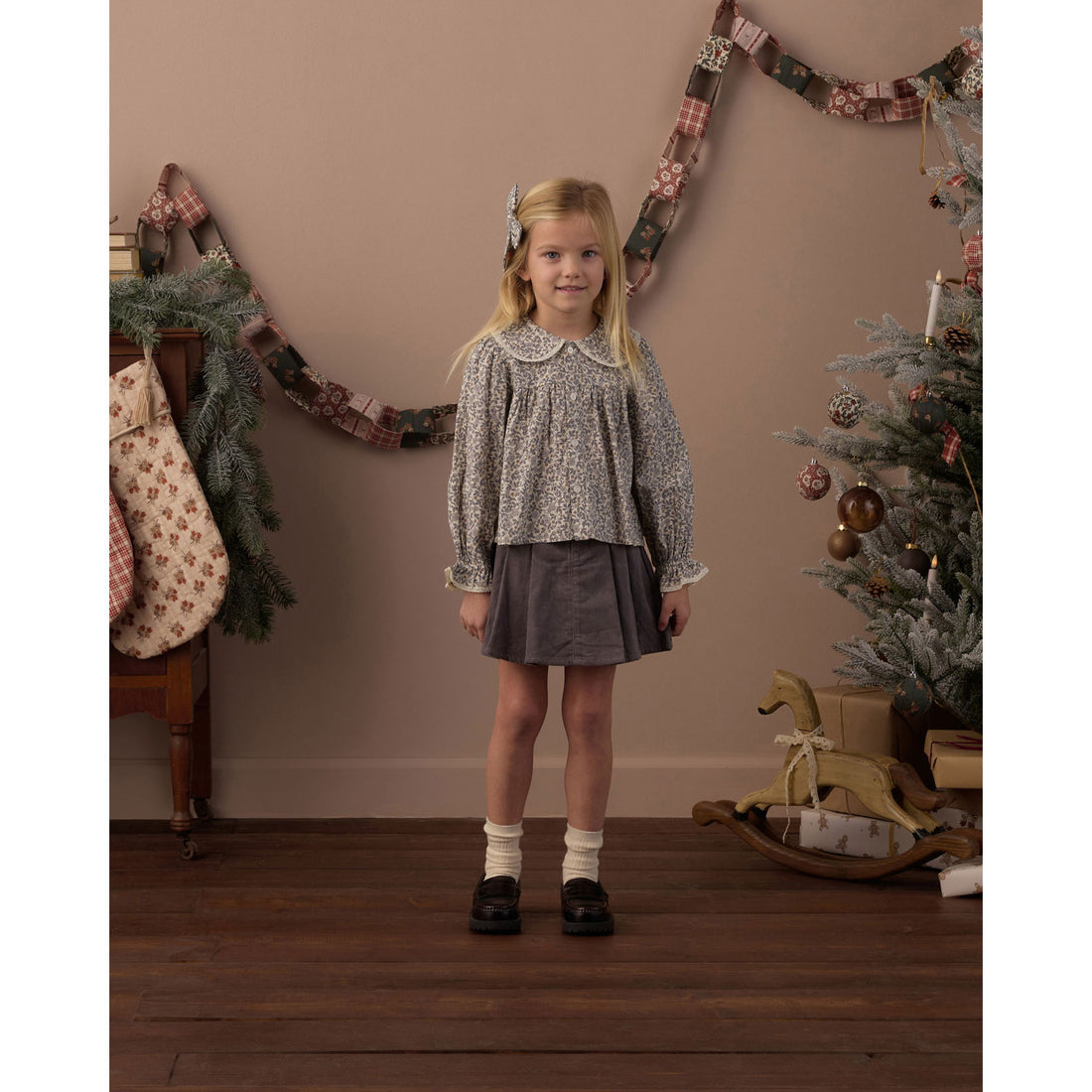 Rylee and Cru Slate Pleated Denim Skirt