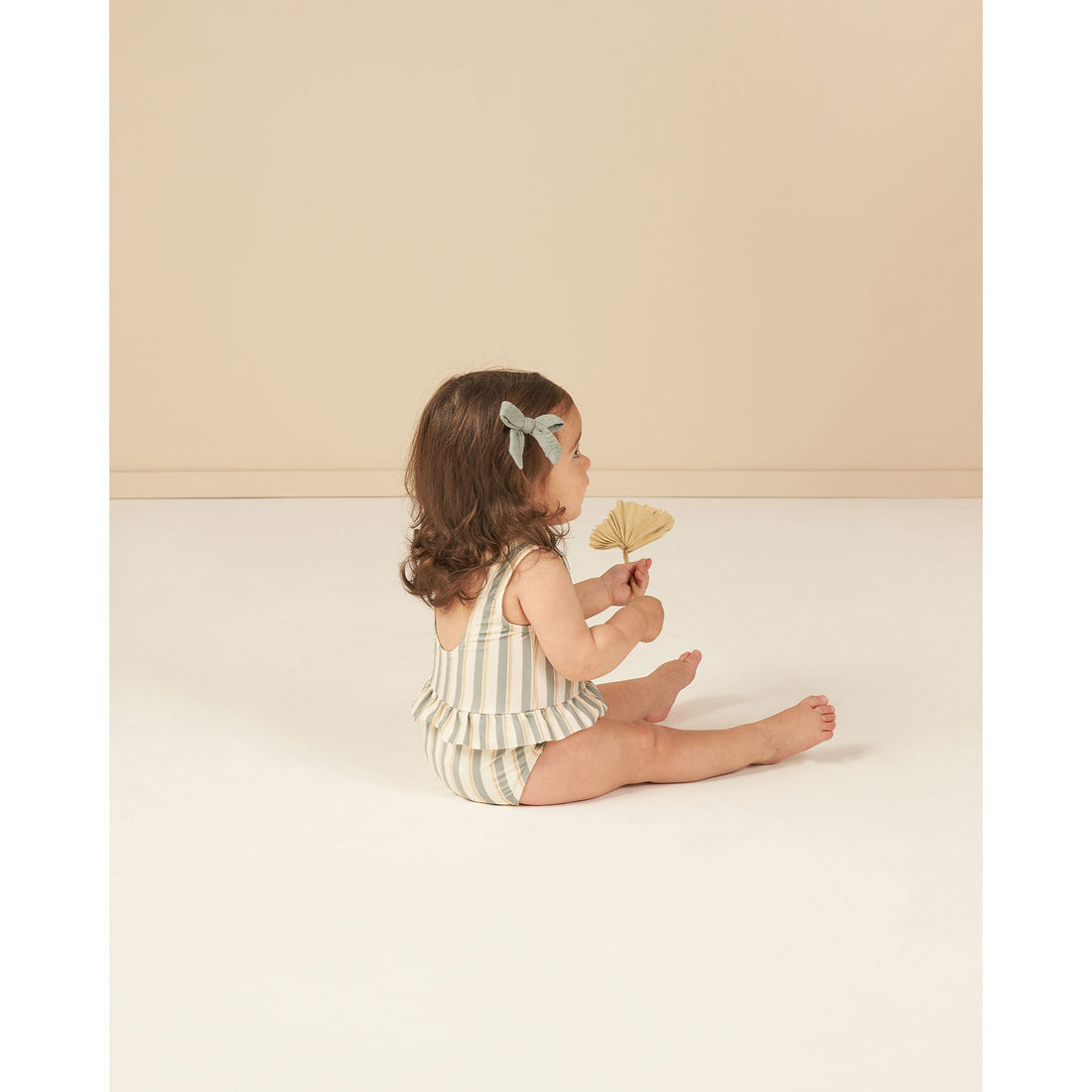 Rylee and Cru Aqua Stripe Skirted Swim One-Piece