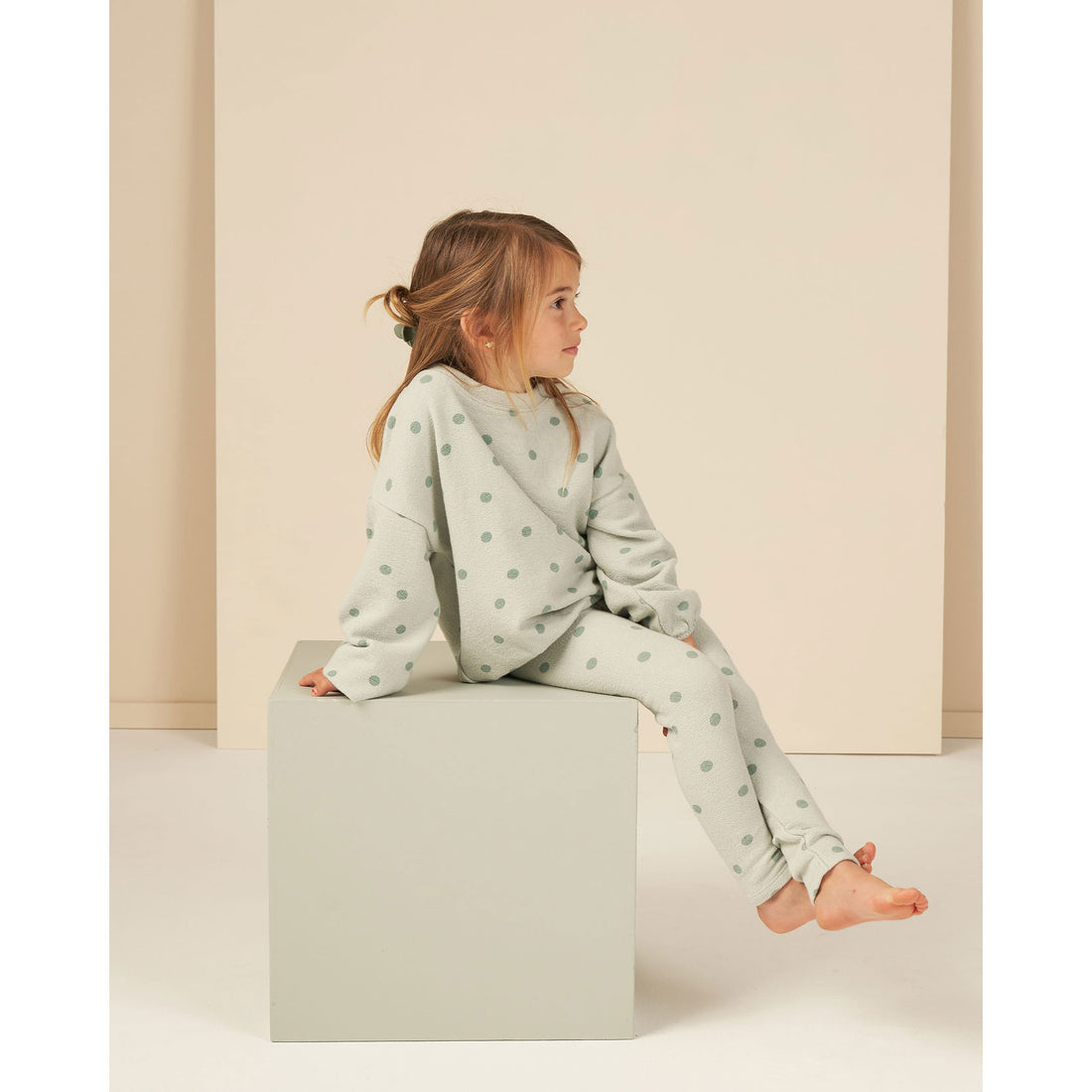 Rylee and Cru Seafoam Polka Dot Spongey Knit Set