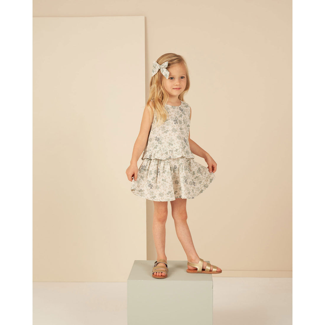 Rylee and Cru Blue-Floral Sparrow Skirt