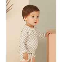 Rylee and Cru Seafoam Check Rash Guard Boy Swim Set