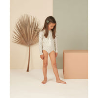 Rylee and Cru Seafoam Check Rash Guard One-Piece