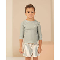 Rylee and Cru Aqua Stripe Swim Trunk