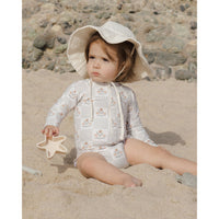 Rylee and Cru Ivory Garden Grid Rash Guard