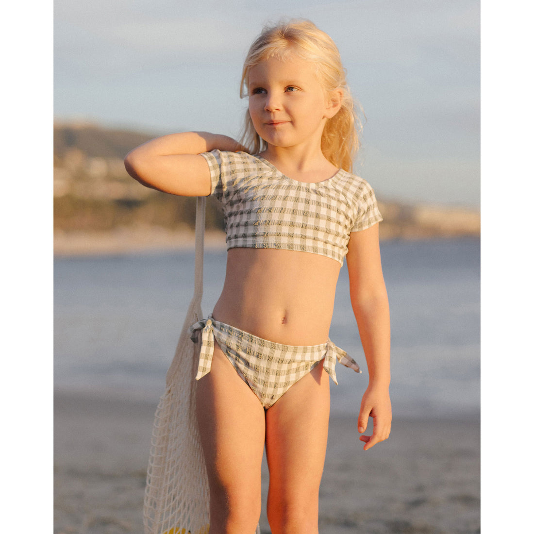 Rylee and Cru Eucalyptus Check Rash Guard Set