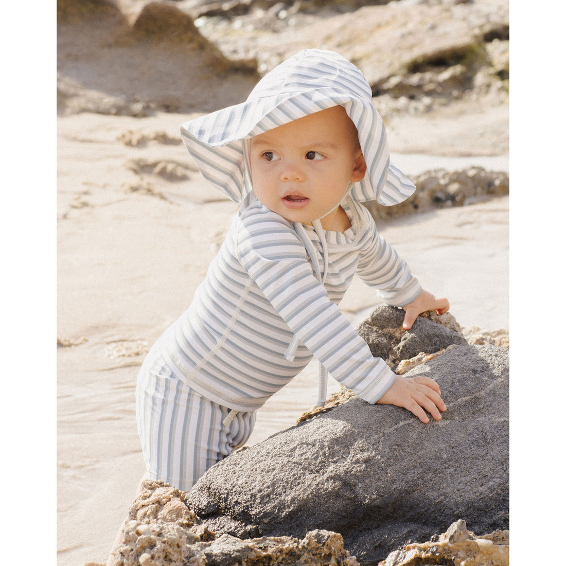 Rylee and Cru Seafoam Stripe Floppy Swim Hat