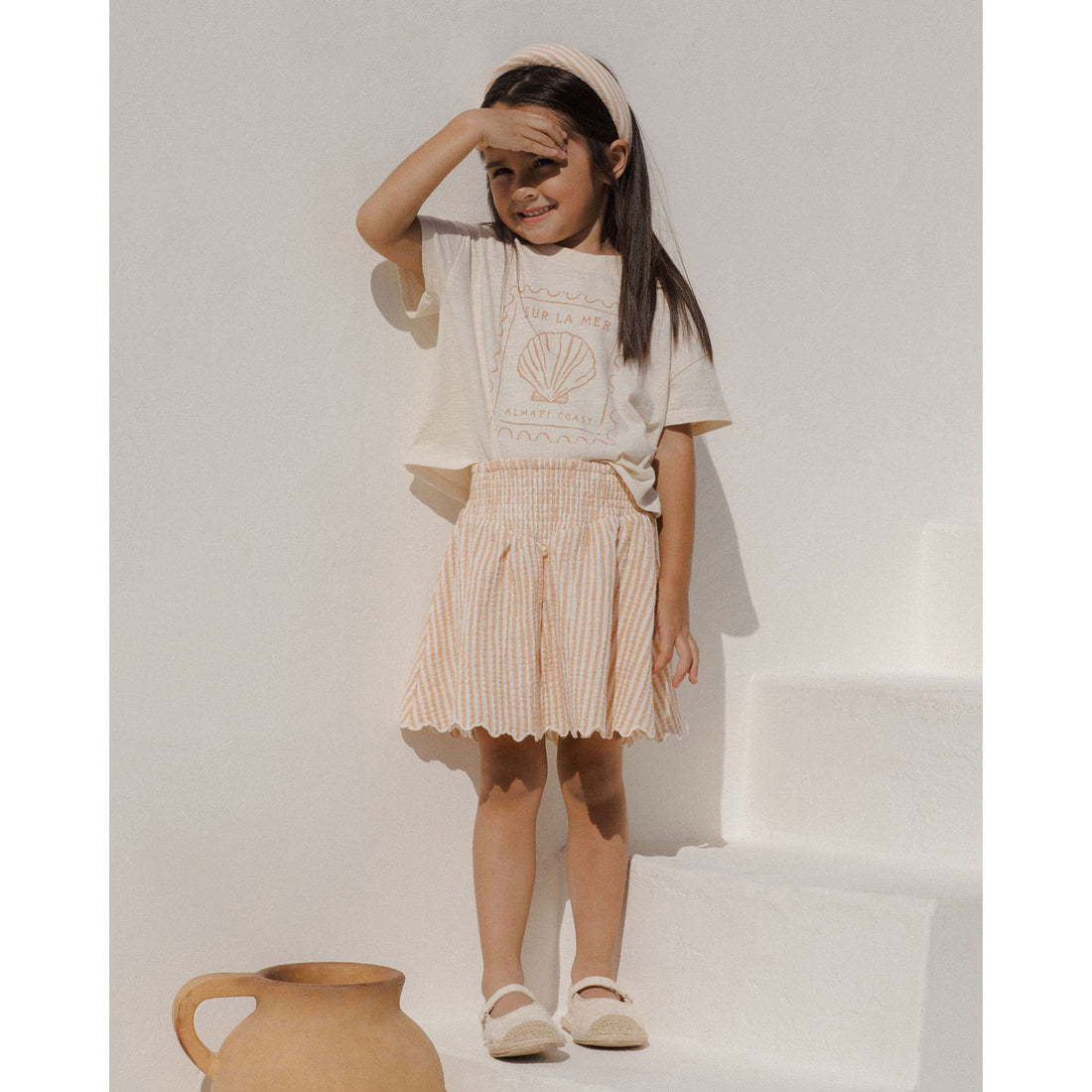 Rylee and Cru Grapefruit Stripe V Mini Skirt